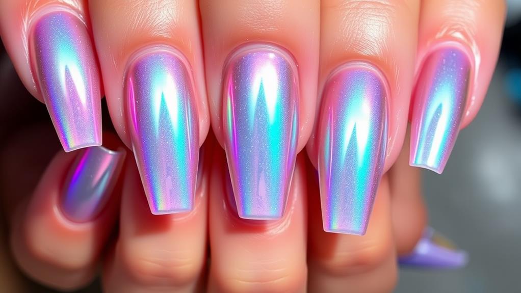 holographic iridescent nail art