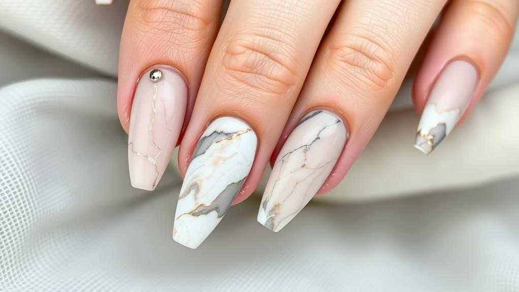 marble patterned coffin shaped nails