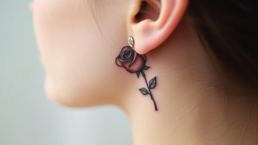 rose placed behind ear