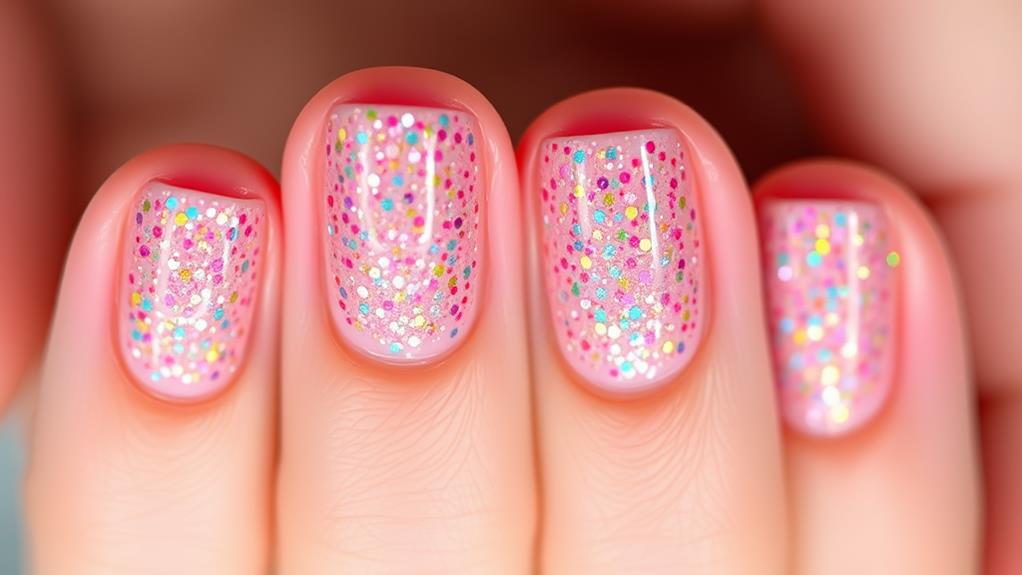 shimmering short glittery nails