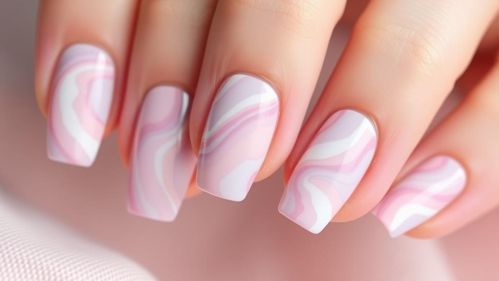 short nails with marble patterns