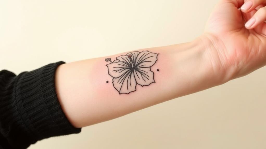 simple hibiscus ink design