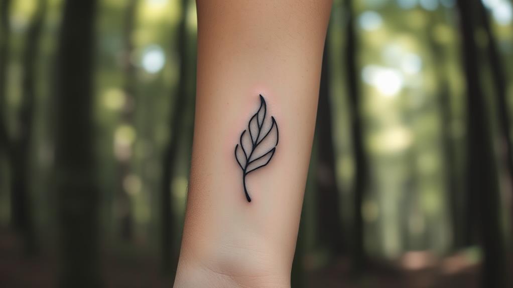 simple leaf outline tattoos