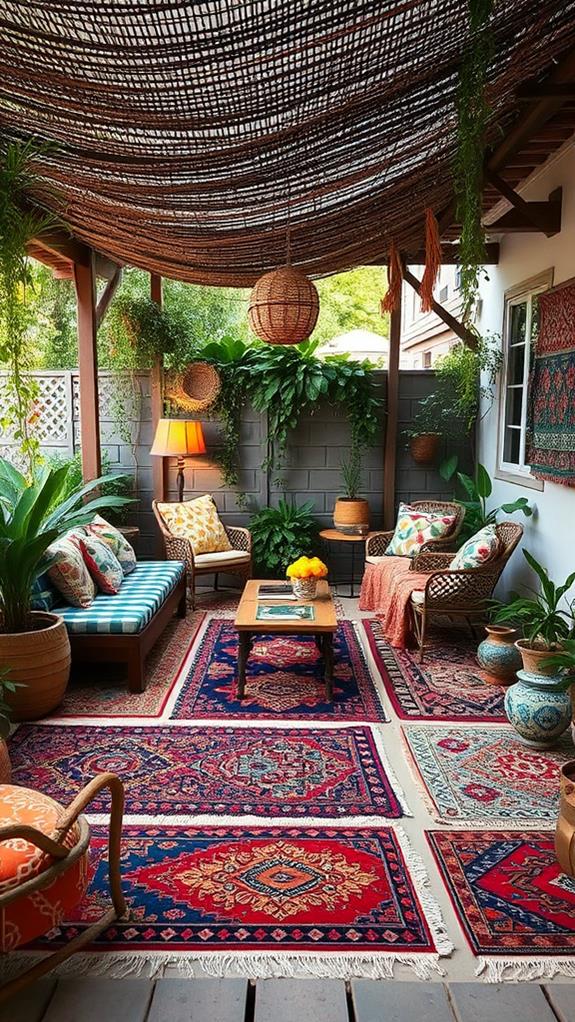 bohemian style patio rugs