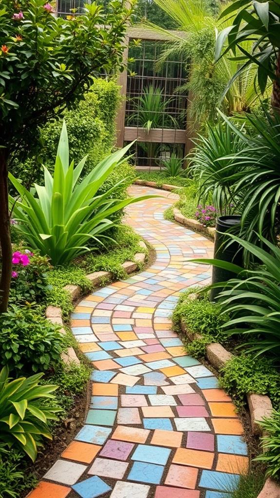 colorful garden walkways design