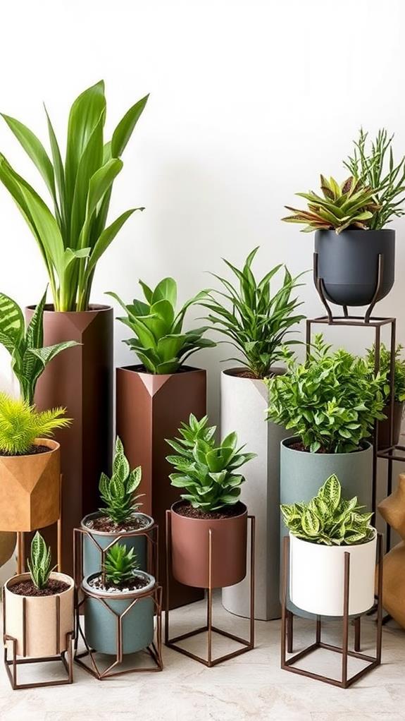 stylish metal planters holders