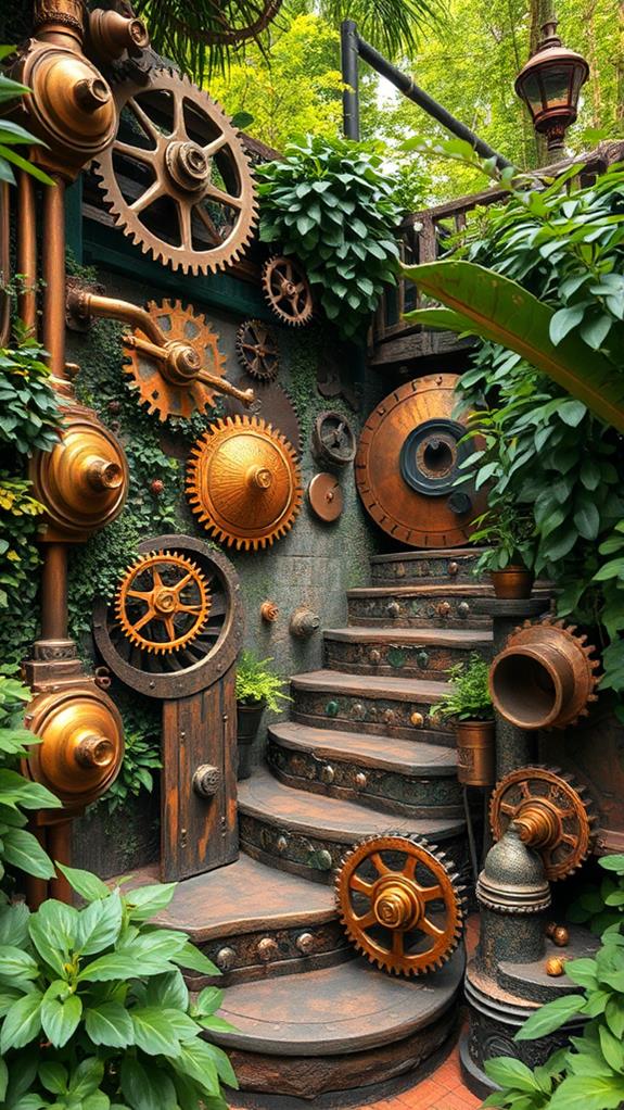 whimsical steampunk garden art